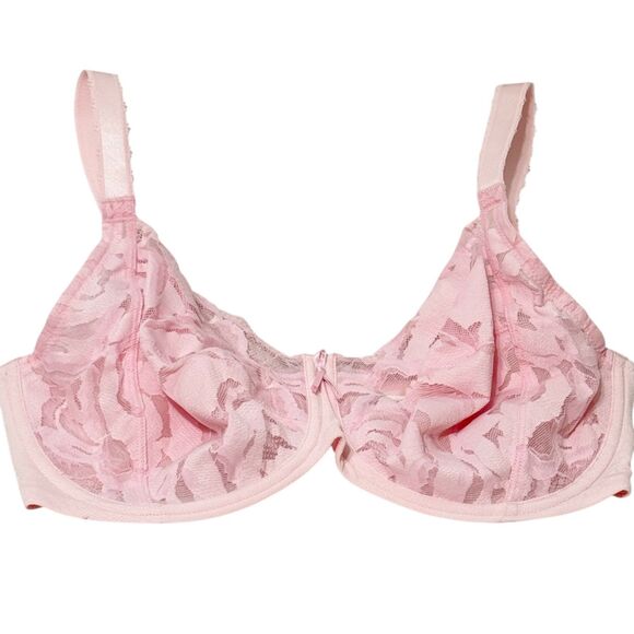 Wacoal 855223 Top Tier Lace Underwire Bra Size 38G Unlined Baby Pink - Picture 1 of 12